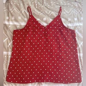 Maurices Red and White Tank Top with Polka Dots